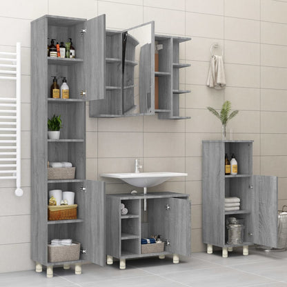 vidaXL Meuble de salle de bain gris Sonoma 30x30x95 cm en bois d'ingénierie