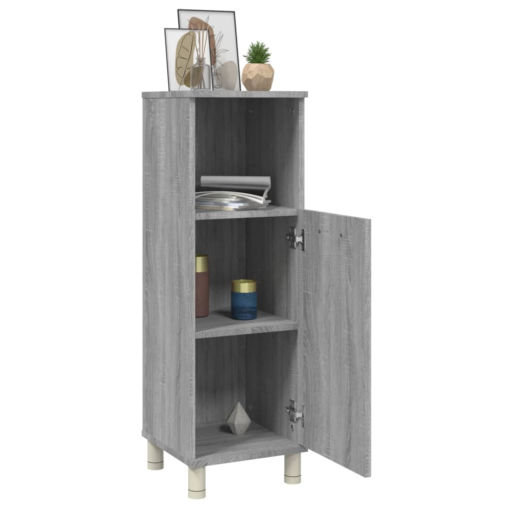 vidaXL Meuble de salle de bain gris Sonoma 30x30x95 cm en bois d'ingénierie
