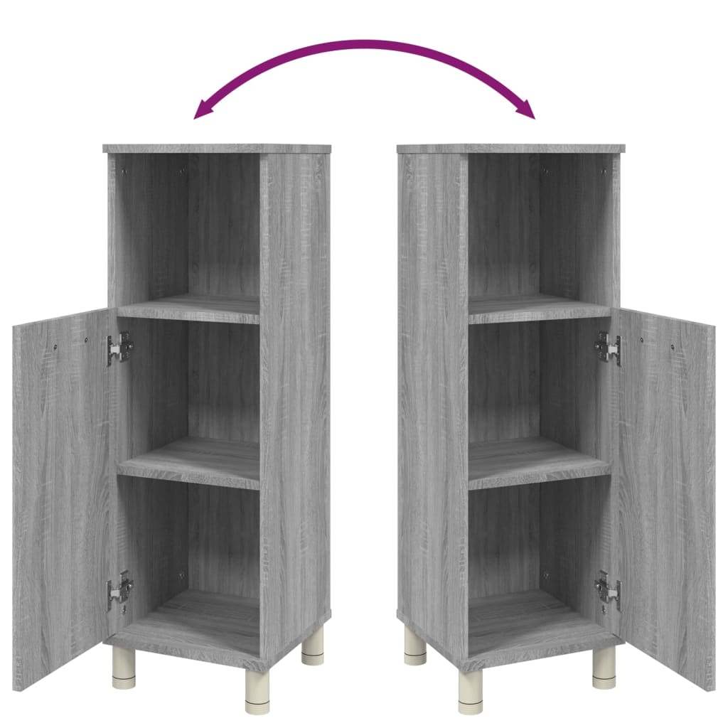 vidaXL Meuble de salle de bain gris Sonoma 30x30x95 cm en bois d'ingénierie