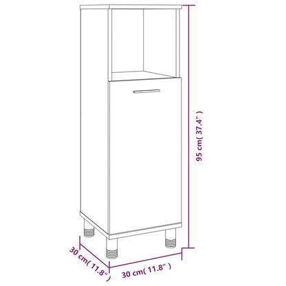 vidaXL Meuble de salle de bain gris Sonoma 30x30x95 cm en bois d'ingénierie