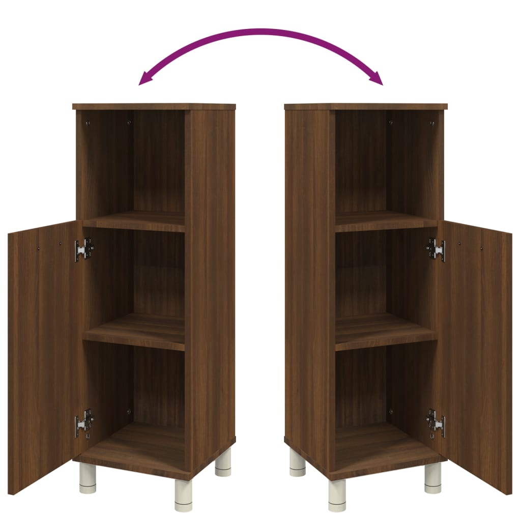 vidaXL Badschrank Braun Eichen-Optik 30x30x95 cm Holzwerkstoff