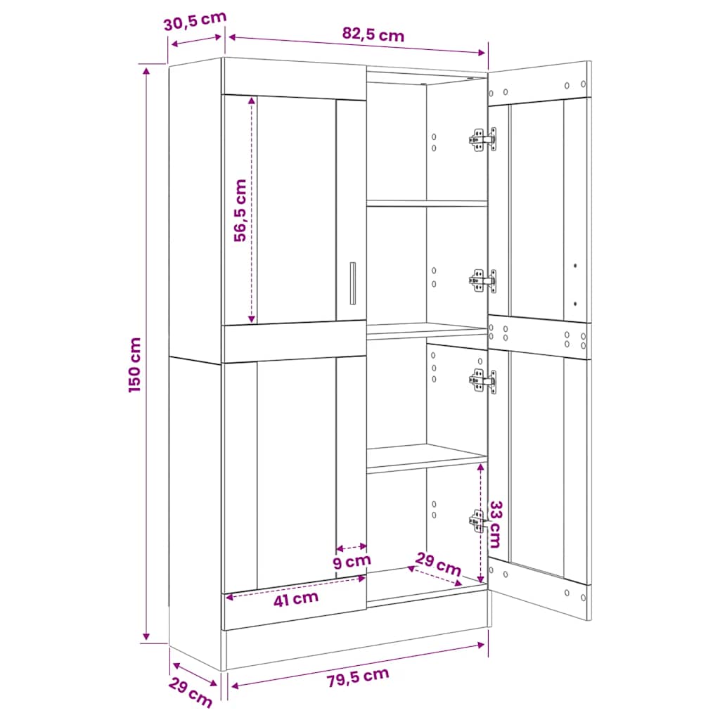 vidaXL Bücherschrank Räuchereiche 82,5x30,5x150 cm Holzwerkstoff
