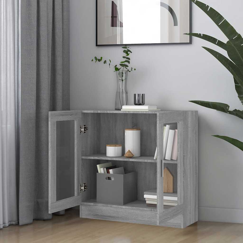 vidaXL Armoire vitrine gris sonoma 82,5x30,5x80 cm bois d'ingénierie