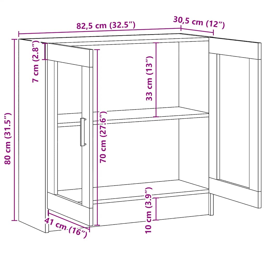 vidaXL Armoire vitrine gris sonoma 82,5x30,5x80 cm bois d'ingénierie