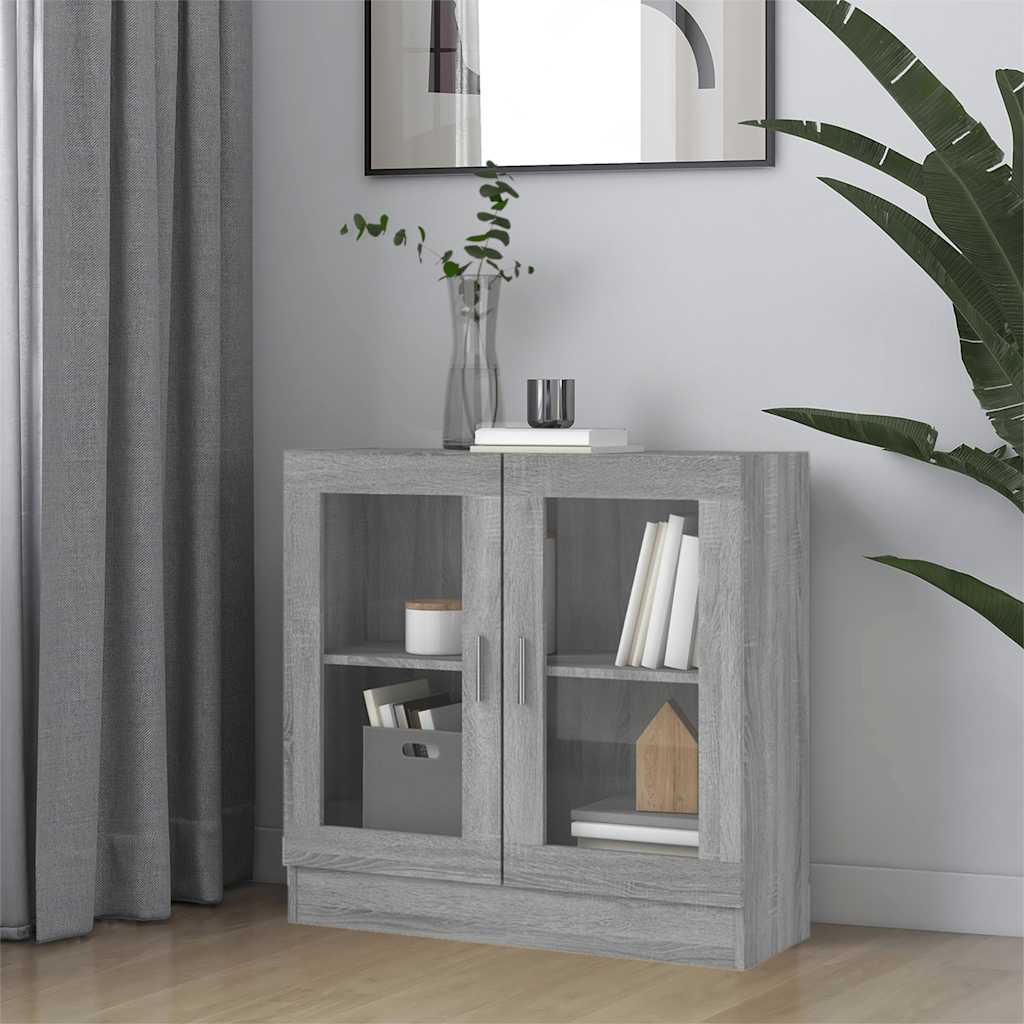 vidaXL Armoire vitrine gris sonoma 82,5x30,5x80 cm bois d'ingénierie