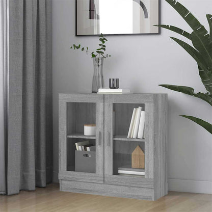 vidaXL Armoire vitrine gris sonoma 82,5x30,5x80 cm bois d'ingénierie