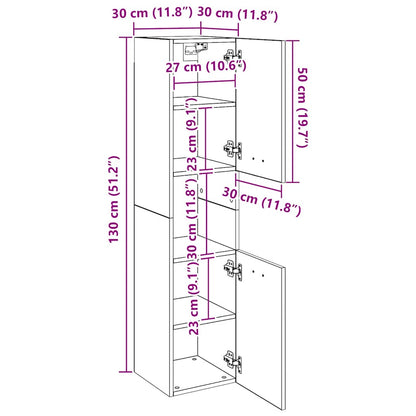 vidaXL Badezimmerschrank Grau Sonoma 30x30x130 cm Holzwerkstoff