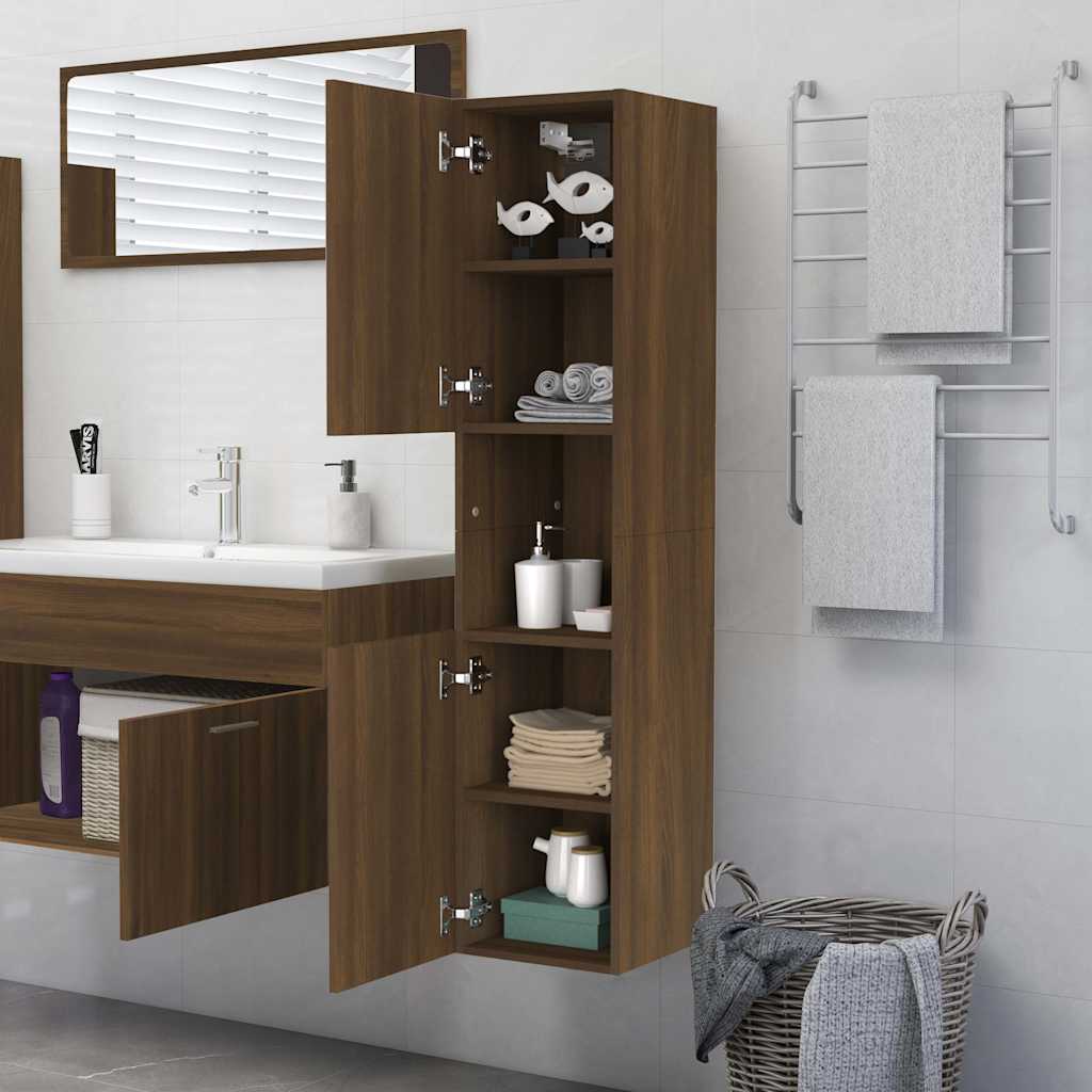 vidaXL Badezimmerschrank Braun Eichen-Optik 30x30x130 cm Holzwerkstoff