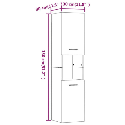 vidaXL Badezimmerschrank Braun Eichen-Optik 30x30x130 cm Holzwerkstoff