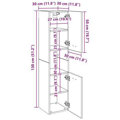 vidaXL Badezimmerschrank Braun Eichen-Optik 30x30x130 cm Holzwerkstoff