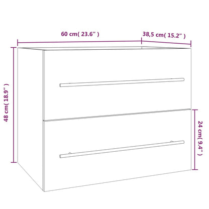 vidaXL Waschbeckenschrank Grau Sonoma 60x38,5x48 cm Holzwerkstoff