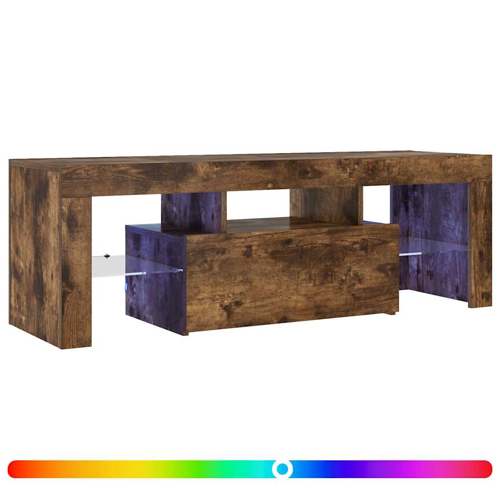 Meuble TV vidaXL avec lumières LED chêne fumé 120x35x40 cm