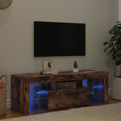 Meuble TV vidaXL avec lumières LED chêne fumé 120x35x40 cm