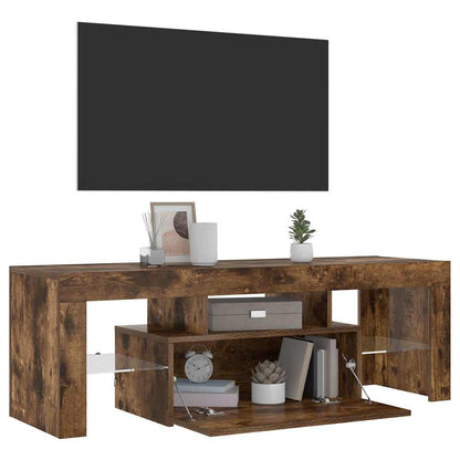 Meuble TV vidaXL avec lumières LED chêne fumé 120x35x40 cm