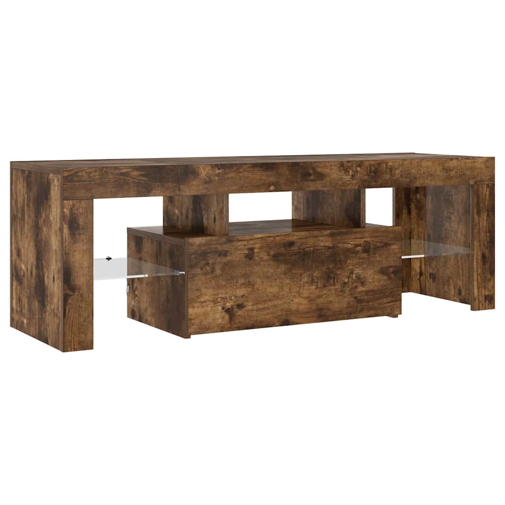 Meuble TV vidaXL avec lumières LED chêne fumé 120x35x40 cm