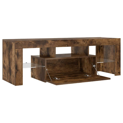 Meuble TV vidaXL avec lumières LED chêne fumé 120x35x40 cm