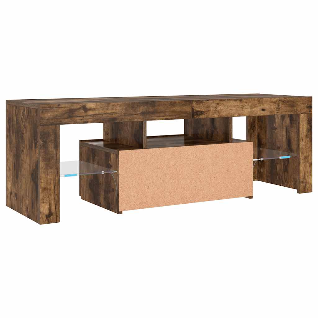 Meuble TV vidaXL avec lumières LED chêne fumé 120x35x40 cm