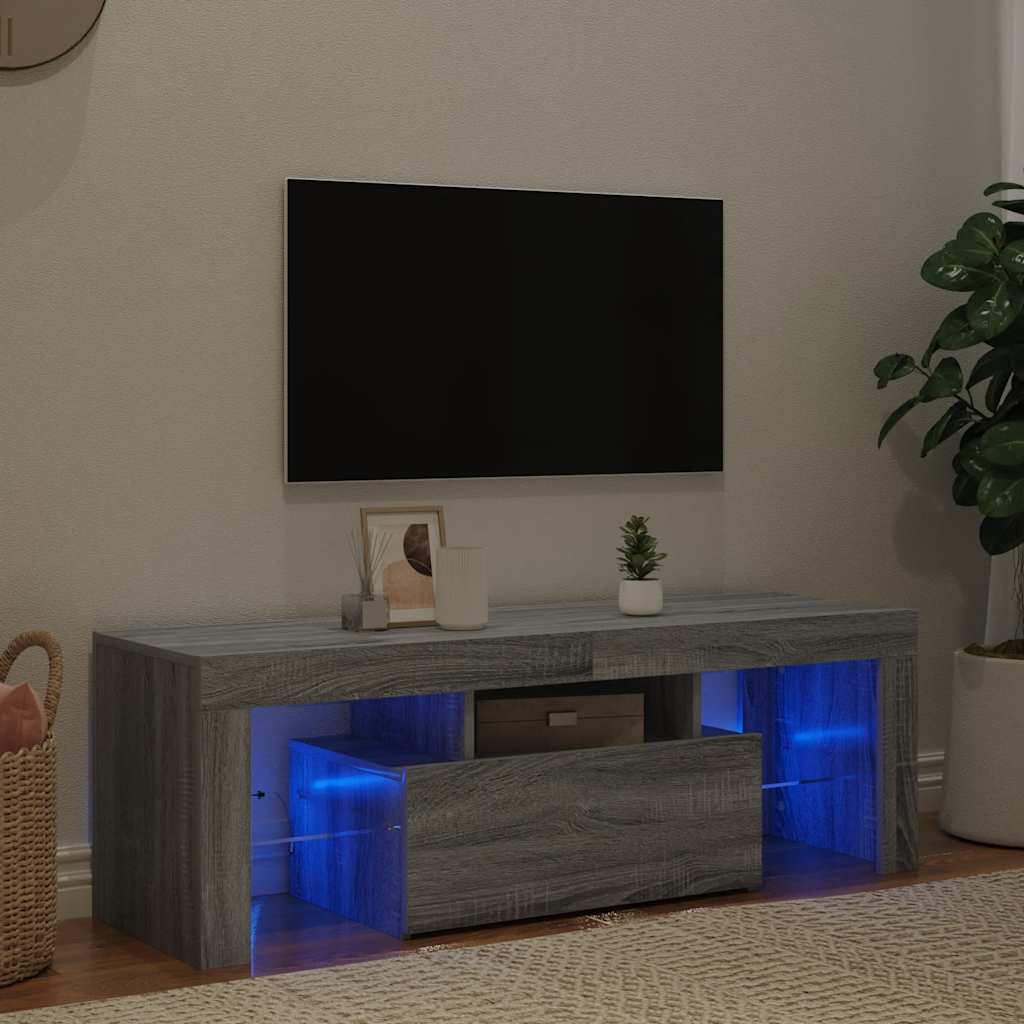 Meuble TV vidaXL avec lumières LED gris Sonoma 120x35x40 cm
