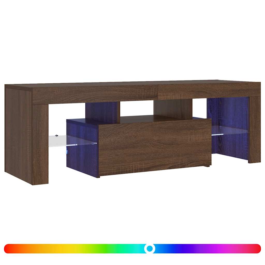 Meuble TV vidaXL avec lumières LED marron aspect chêne 120x35x40 cm