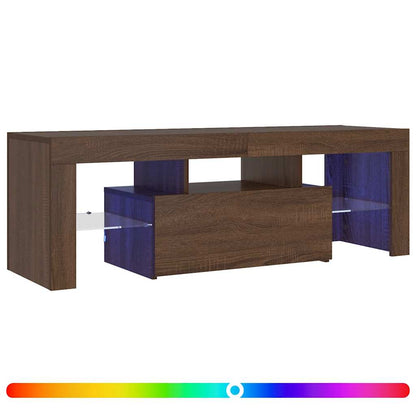 Meuble TV vidaXL avec lumières LED marron aspect chêne 120x35x40 cm