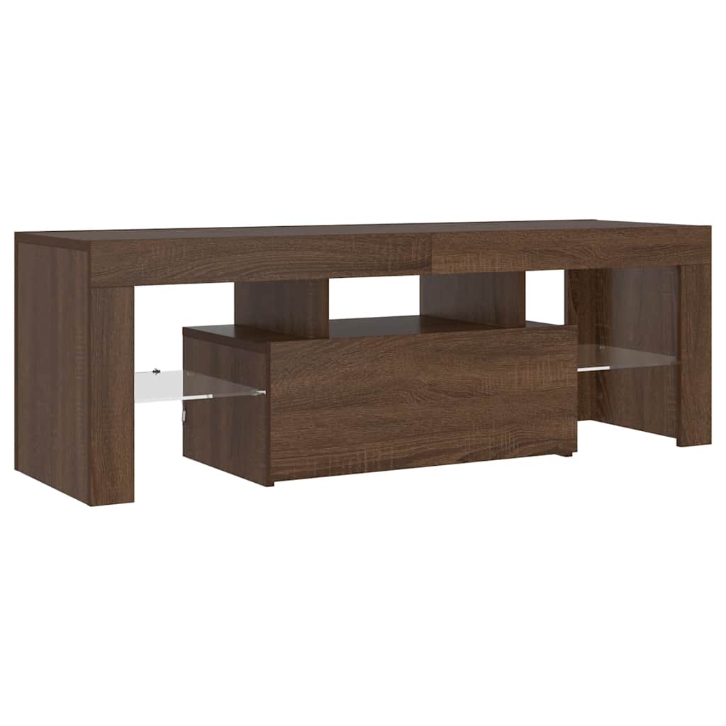 Meuble TV vidaXL avec lumières LED marron aspect chêne 120x35x40 cm