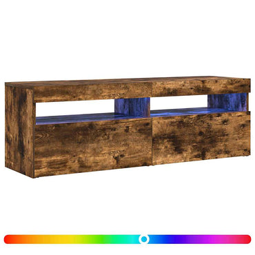 Meuble TV vidaXL avec lumières LED chêne fumé 120x35x40 cm