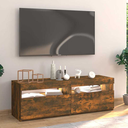 Meuble TV vidaXL avec lumières LED chêne fumé 120x35x40 cm