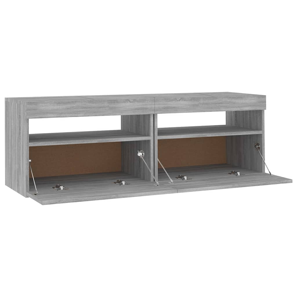 Meuble TV vidaXL avec lumières LED gris Sonoma 120x35x40 cm