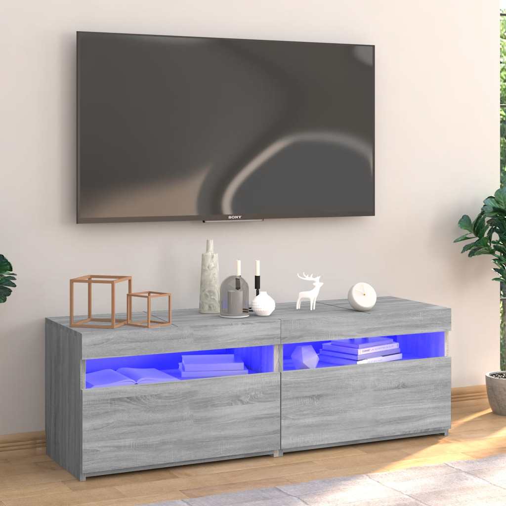 Meuble TV vidaXL avec lumières LED gris Sonoma 120x35x40 cm
