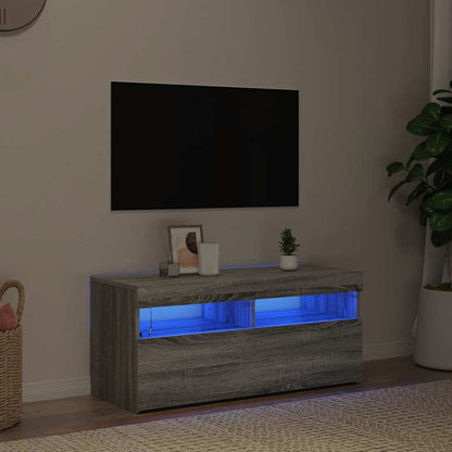 Meuble TV vidaXL avec lumières LED gris Sonoma 90x35x40 cm