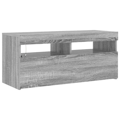 Meuble TV vidaXL avec lumières LED gris Sonoma 90x35x40 cm