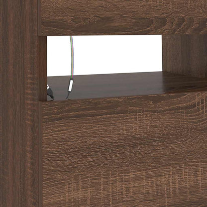 TV-Schrank mit LED-Leuchten Braun Eichen-Optik 90x35x40 cm