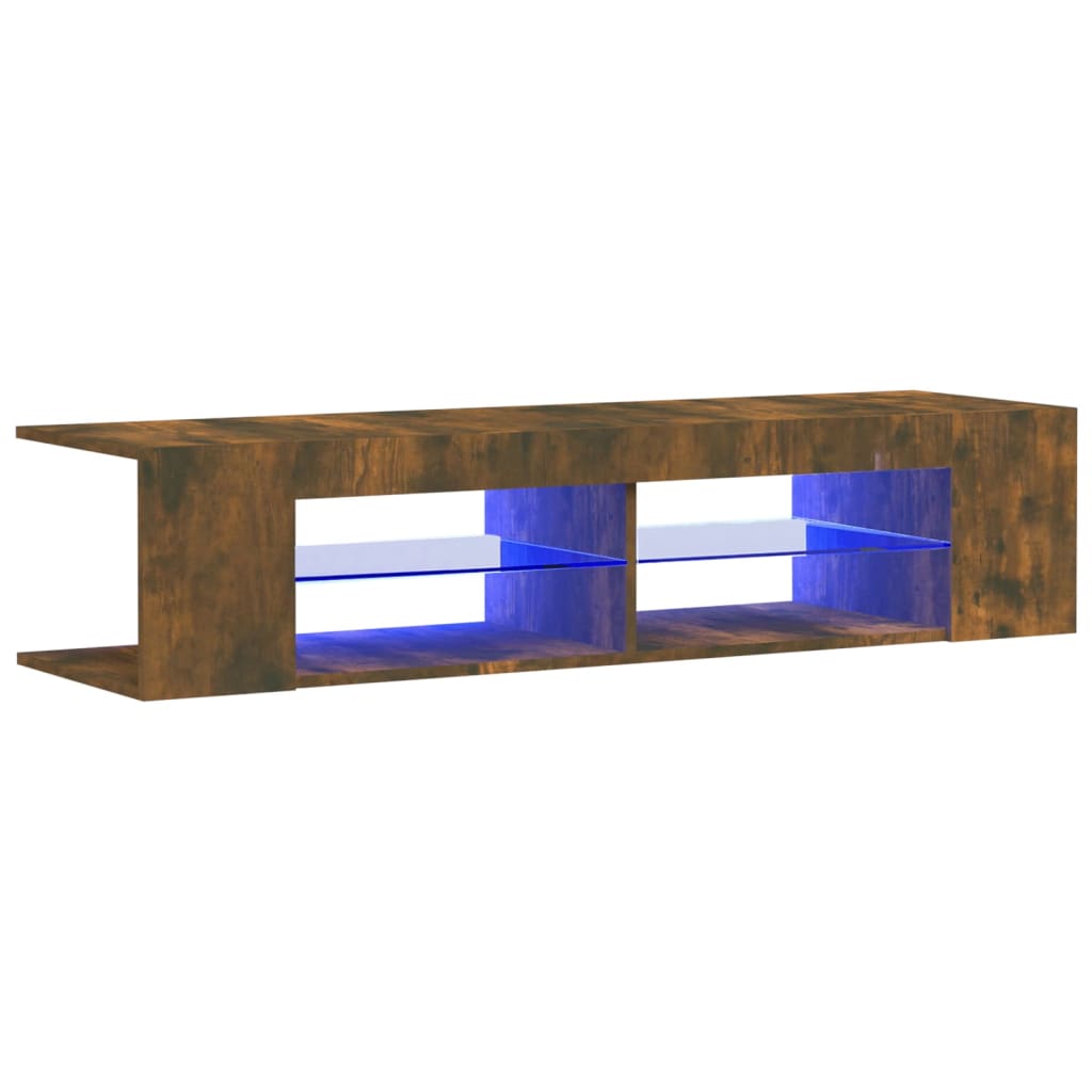 Meuble TV vidaXL avec lumières LED chêne fumé 135x39x30 cm