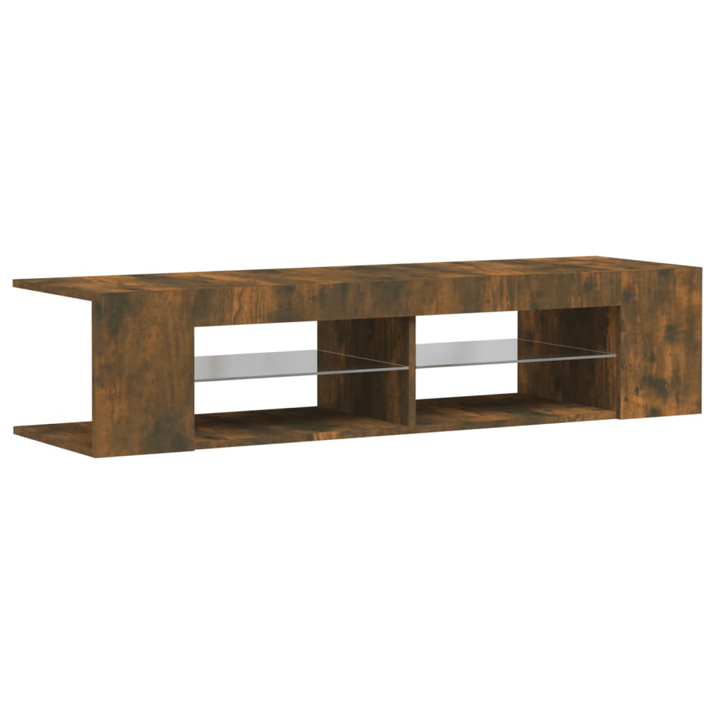 Meuble TV vidaXL avec lumières LED chêne fumé 135x39x30 cm