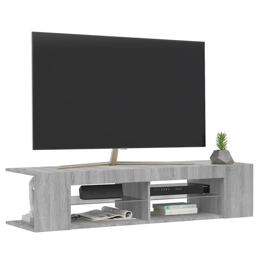 Meuble TV vidaXL avec lumières LED gris Sonoma 135x39x30 cm