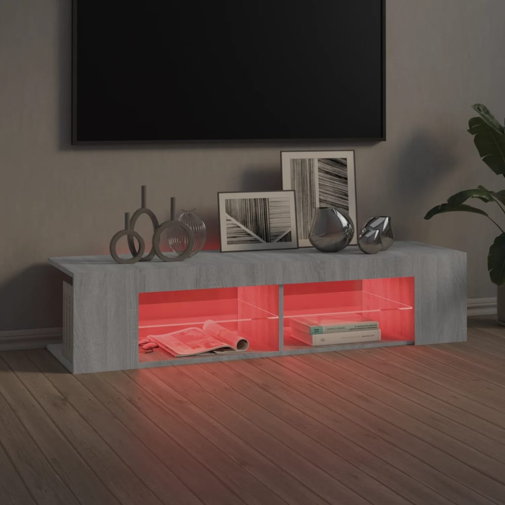 Meuble TV vidaXL avec lumières LED gris Sonoma 135x39x30 cm