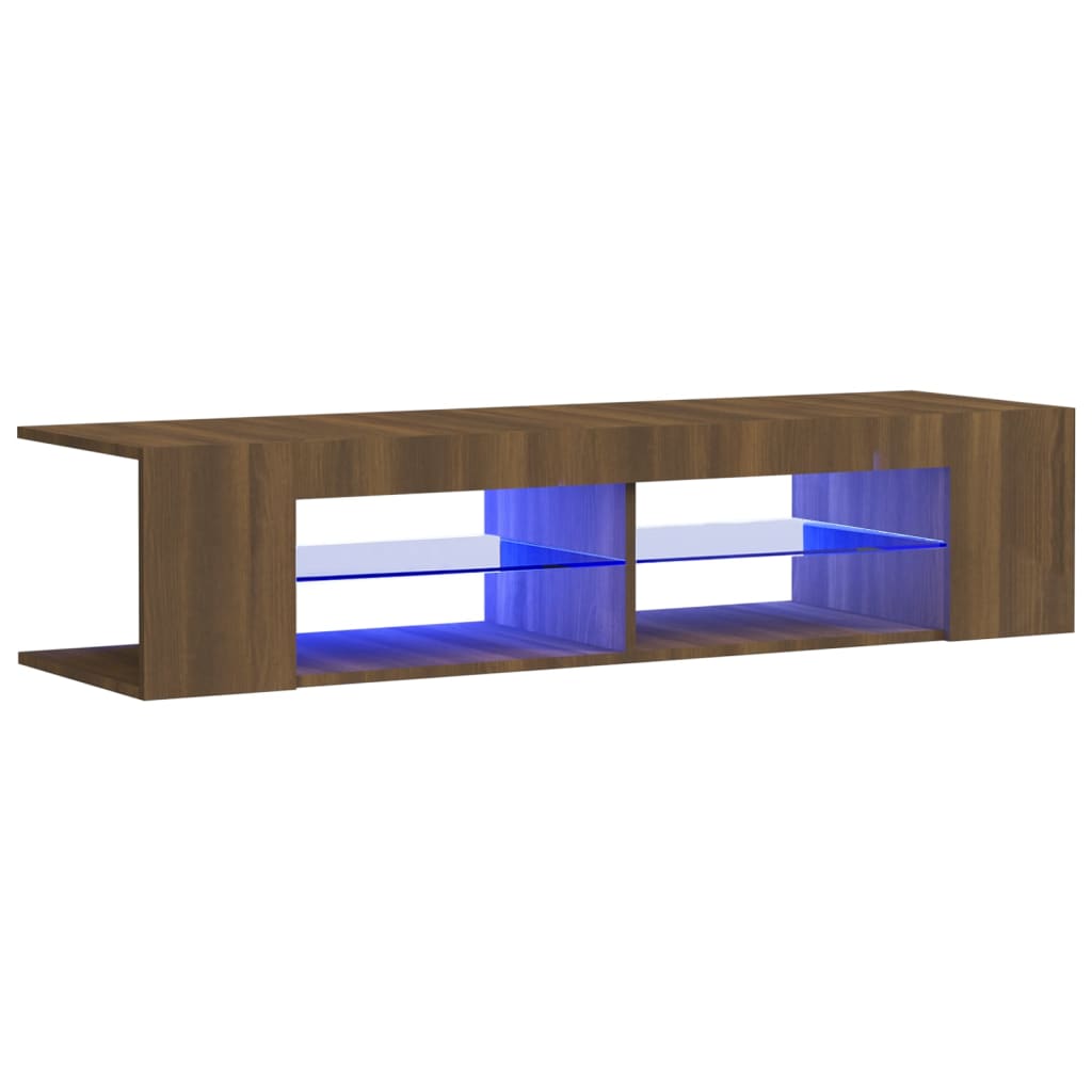 Meuble TV vidaXL avec lumières LED marron aspect chêne 135x39x30 cm