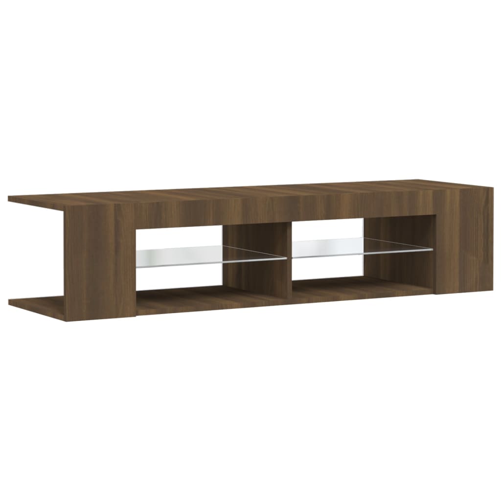 Meuble TV vidaXL avec lumières LED marron aspect chêne 135x39x30 cm