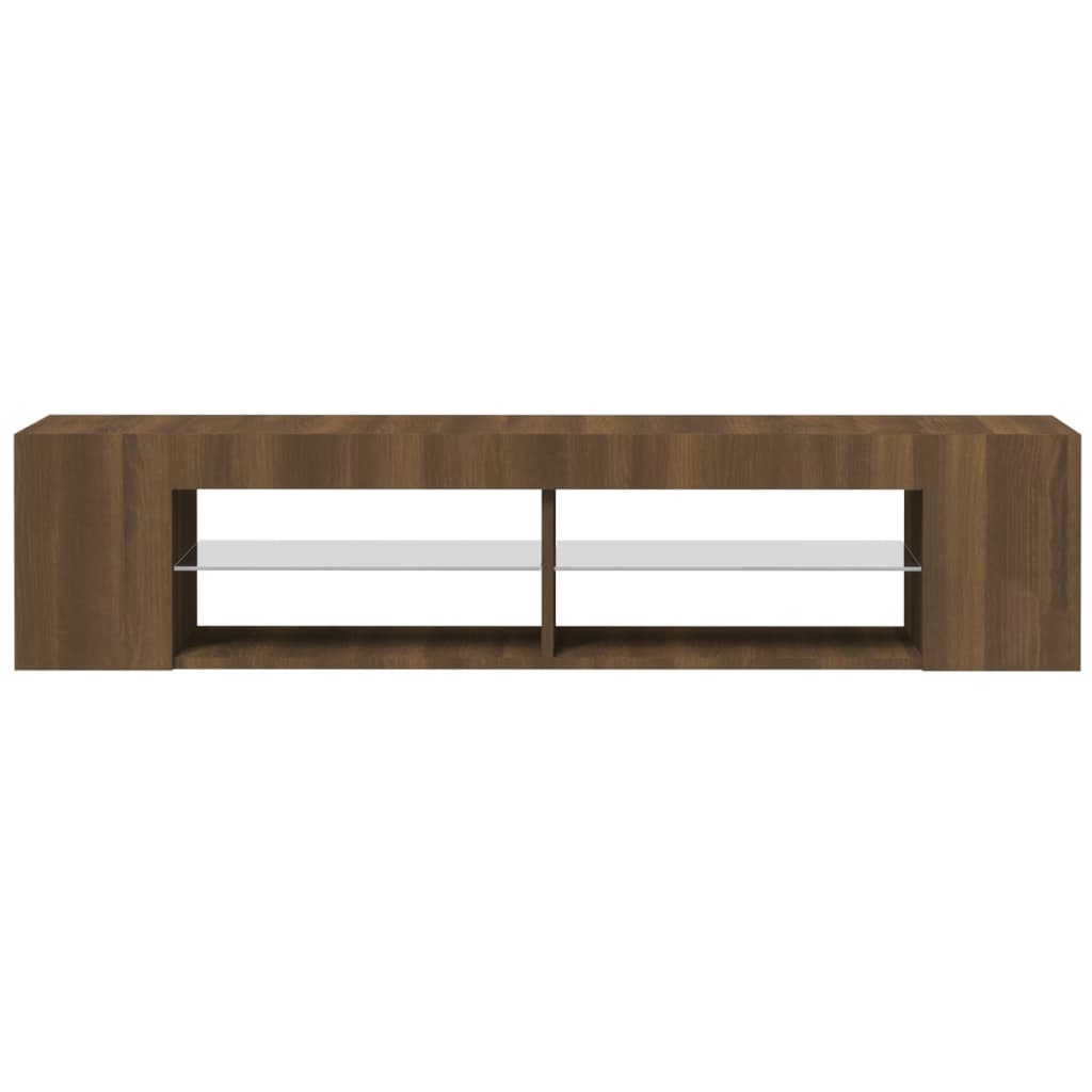 Meuble TV vidaXL avec lumières LED marron aspect chêne 135x39x30 cm