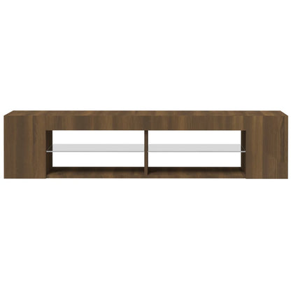 Meuble TV vidaXL avec lumières LED marron aspect chêne 135x39x30 cm