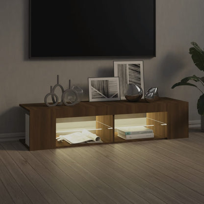 Meuble TV vidaXL avec lumières LED marron aspect chêne 135x39x30 cm