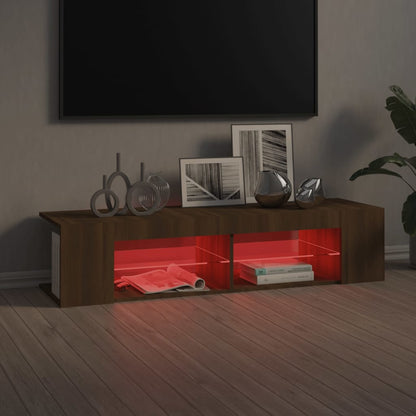 Meuble TV vidaXL avec lumières LED marron aspect chêne 135x39x30 cm