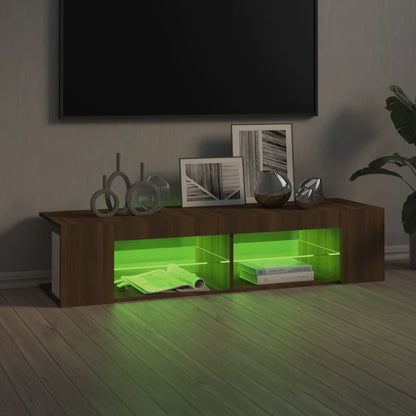 Meuble TV vidaXL avec lumières LED marron aspect chêne 135x39x30 cm