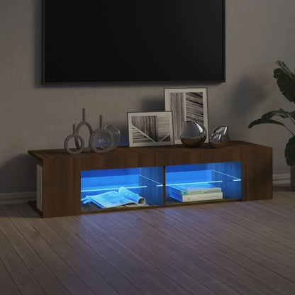 Meuble TV vidaXL avec lumières LED marron aspect chêne 135x39x30 cm