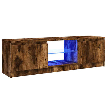 Meuble TV vidaXL avec lumières LED chêne fumé 120x30x36 cm