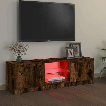 Meuble TV vidaXL avec lumières LED chêne fumé 120x30x36 cm