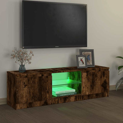Meuble TV vidaXL avec lumières LED chêne fumé 120x30x36 cm