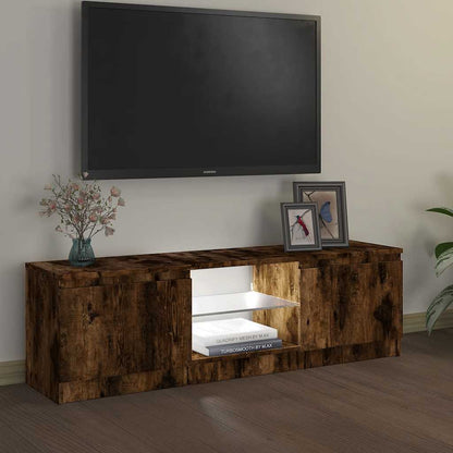 Meuble TV vidaXL avec lumières LED chêne fumé 120x30x36 cm