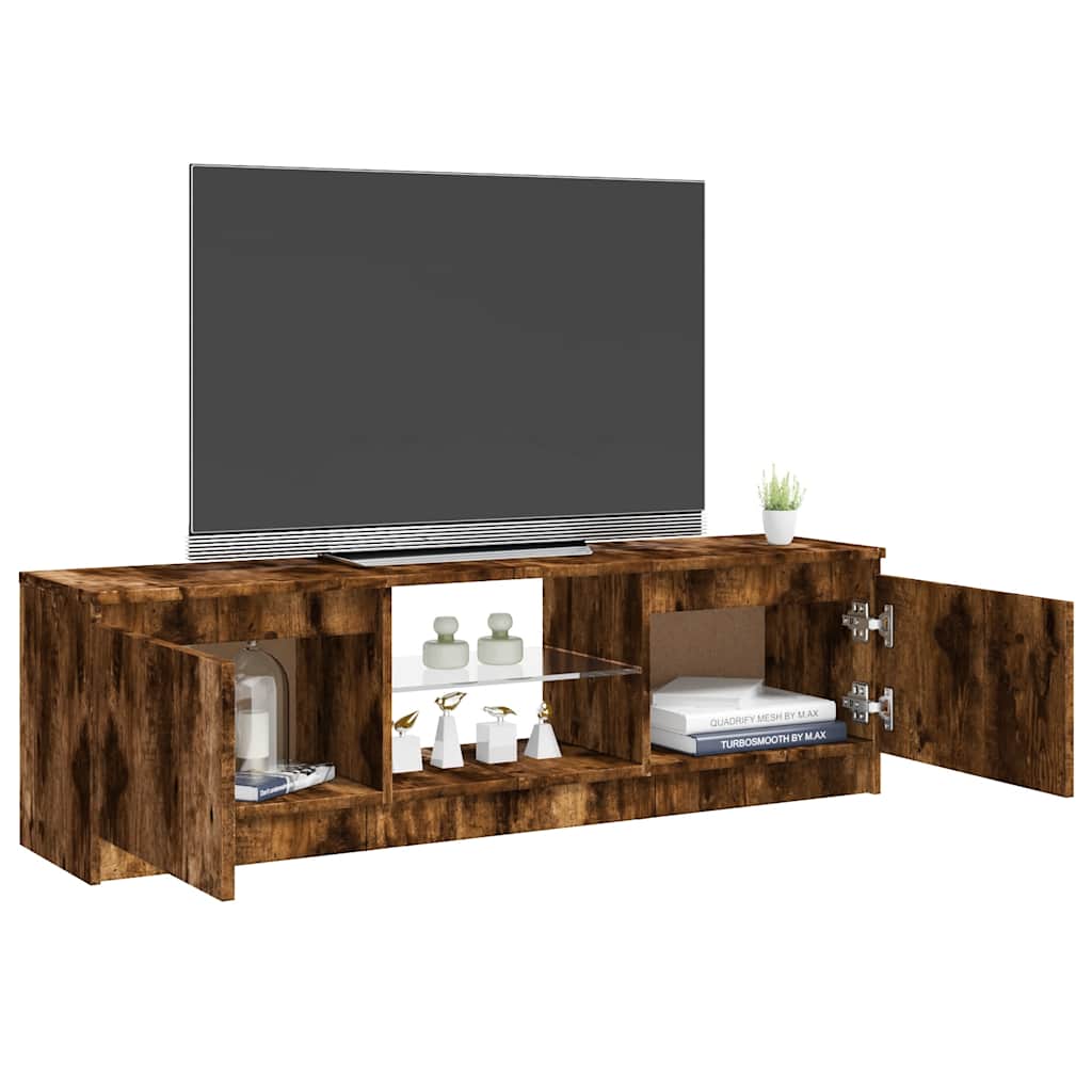 Meuble TV vidaXL avec lumières LED chêne fumé 120x30x36 cm