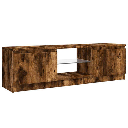 Meuble TV vidaXL avec lumières LED chêne fumé 120x30x36 cm
